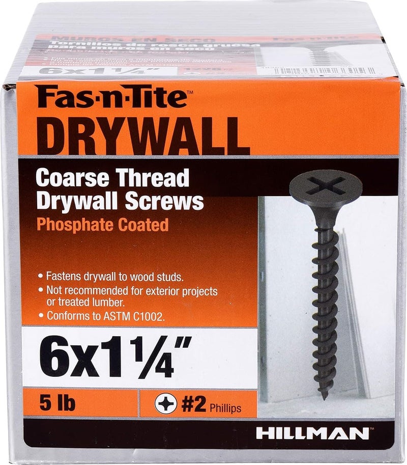Fas-n-Tite Coarse Thread Drywall Screws (#6 x 1-1/4") - 5lb Box - Image 2